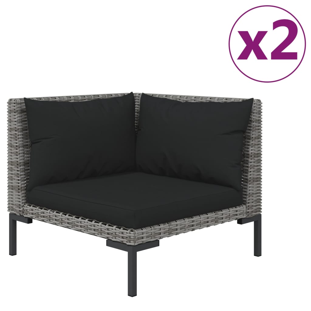 Set Divani Da Giardino 3 Pz Grigio Scuro Polyrattan Mezzo Tondo