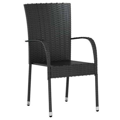 Set Mobili Da Pranzo Per Giardino 3 Pz Polyrattan Nero