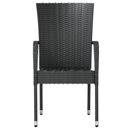 Set Mobili Da Pranzo Per Giardino 3 Pz Polyrattan Nero