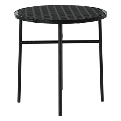 Set Mobili Da Pranzo Per Giardino 3 Pz Polyrattan Nero