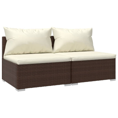 Set Divani Da Giardino Con Cuscini 2 Pz In Polyrattan Marrone