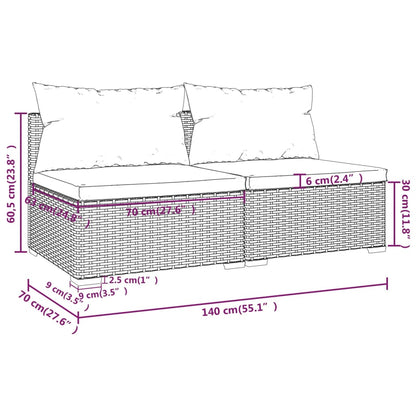 Set Divani Da Giardino Con Cuscini 2 Pz In Polyrattan Marrone