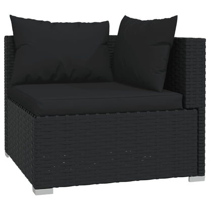 Set Divani Da Giardino 4 Pz Con Cuscini In Polyrattan Nero