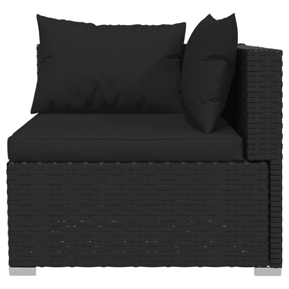 Set Divani Da Giardino 4 Pz Con Cuscini In Polyrattan Nero