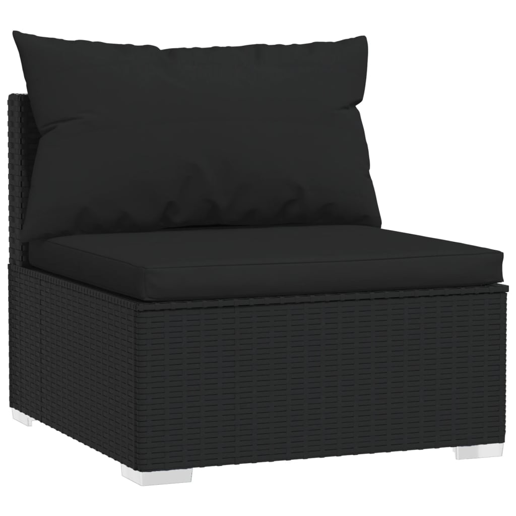 Set Divani Da Giardino 4 Pz Con Cuscini In Polyrattan Nero