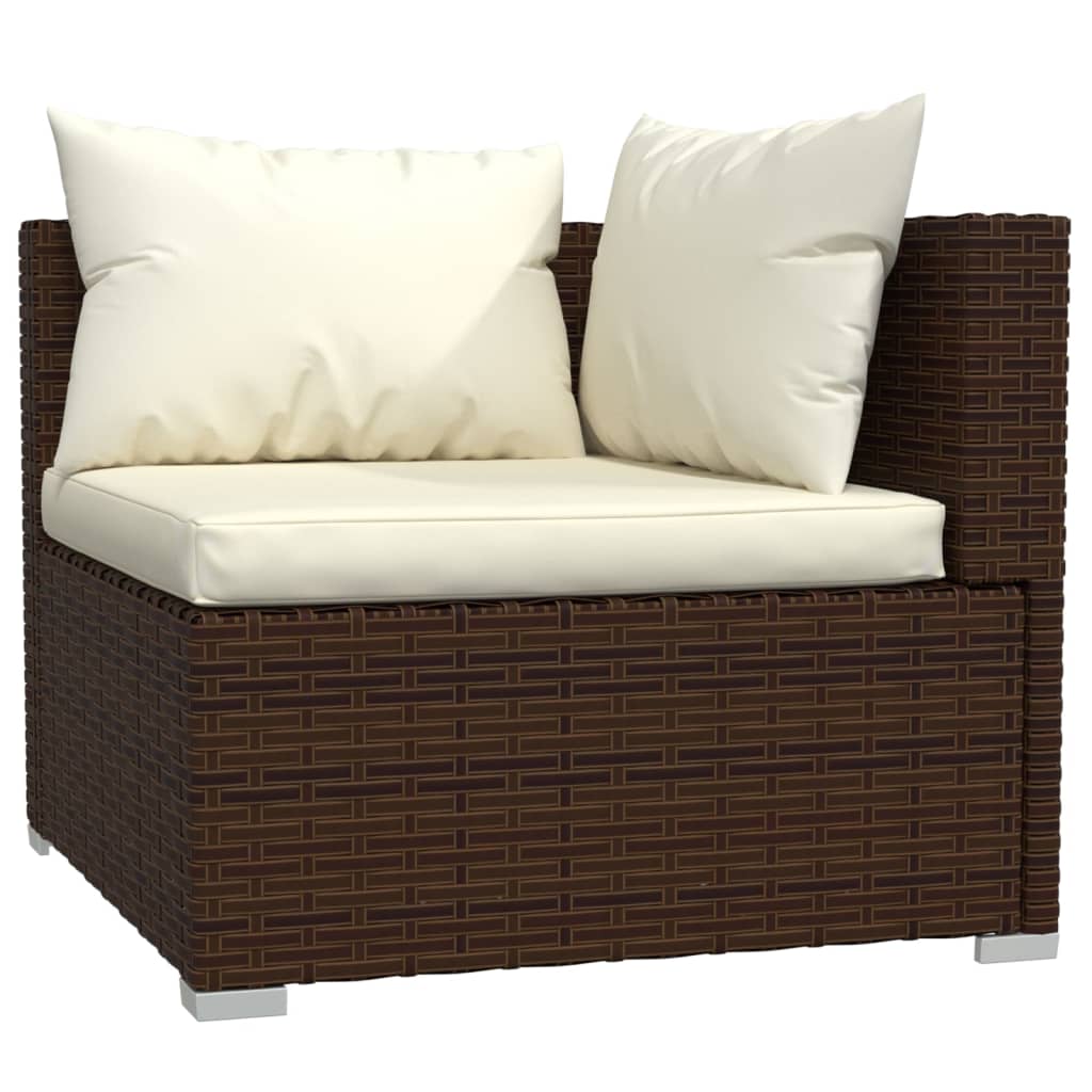 Set Divani Da Giardino 4 Pz Con Cuscini In Polyrattan Marrone