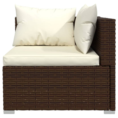 Set Divani Da Giardino 4 Pz Con Cuscini In Polyrattan Marrone