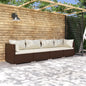 Set Divani Da Giardino 4 Pz Con Cuscini In Polyrattan Marrone