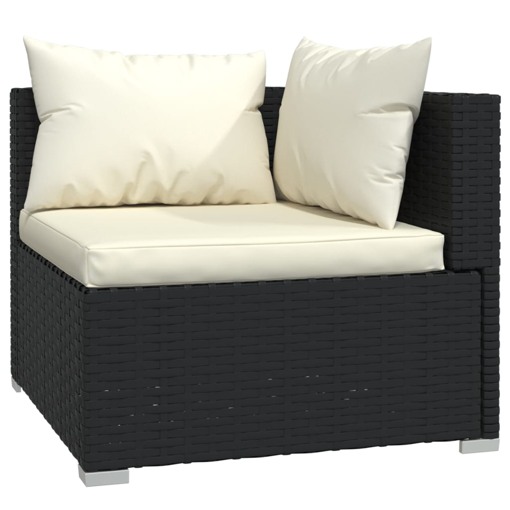 Set Divani Da Giardino 4 Pz Con Cuscini In Polyrattan Nero