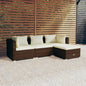 Set Divani Da Giardino 4 Pz Con Cuscini In Polyrattan Marrone