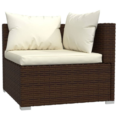 Set Divani Da Giardino 5 Pz Con Cuscini In Polyrattan Marrone