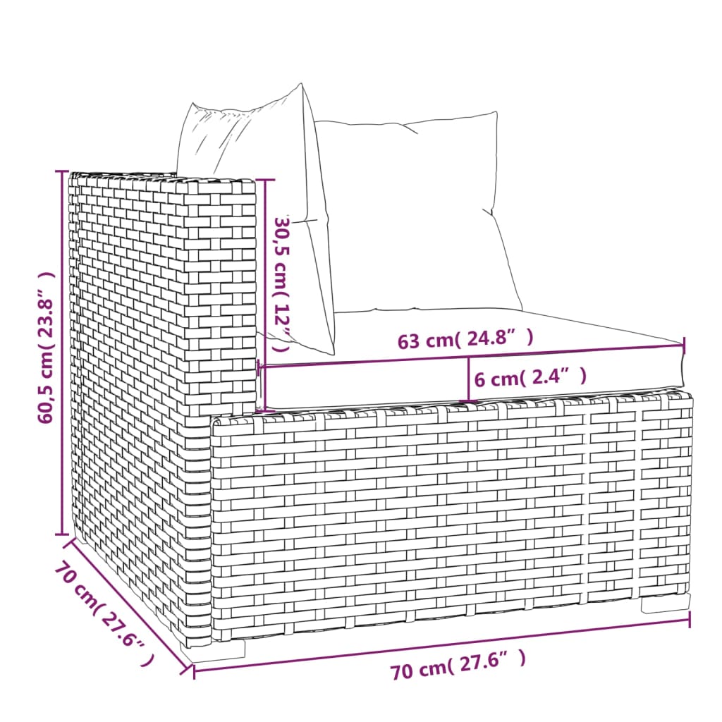 Set Divani Da Giardino 4 Pz Con Cuscini In Polyrattan Nero