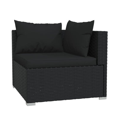 Set Divani Da Giardino 4 Pz Con Cuscini In Polyrattan Nero