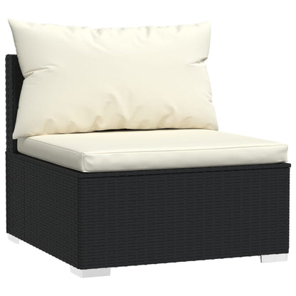 Set Divani Da Giardino 4 Pz Con Cuscini In Polyrattan Nero