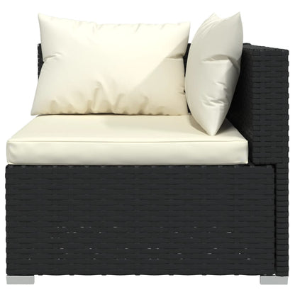 Set Divani Da Giardino 4 Pz Con Cuscini In Polyrattan Nero