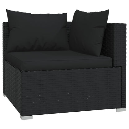 Set Divani Da Giardino 4 Pz Con Cuscini In Polyrattan Nero