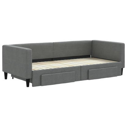 Divano Letto Estraibile Cassetti Grigio Scuro 90x200cm Tessuto