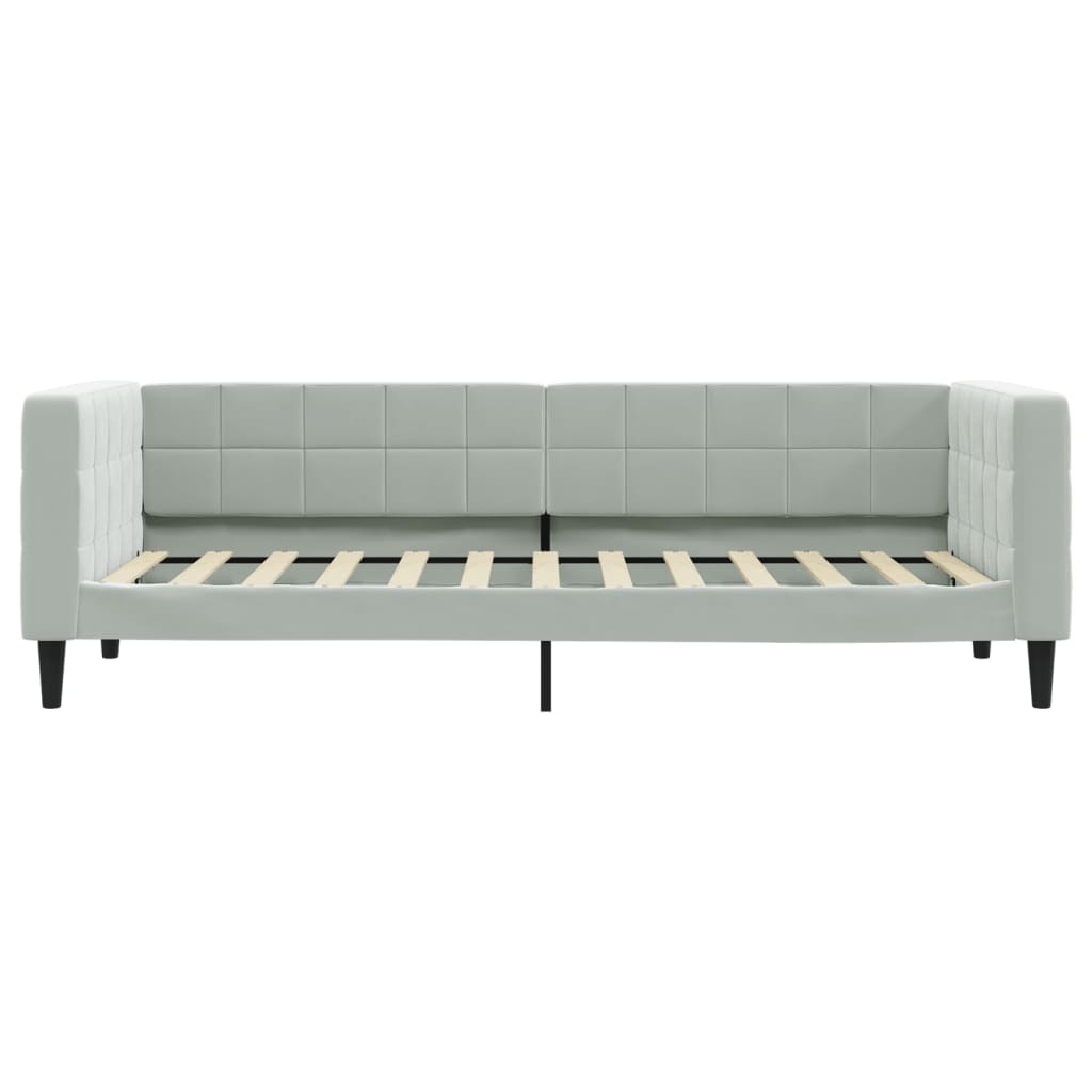 Divano Letto Con Materasso Grigio Chiaro 80x200 Cm In Velluto