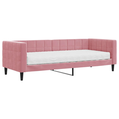 Divano Letto Con Materasso Rosa 80x200 Cm In Velluto