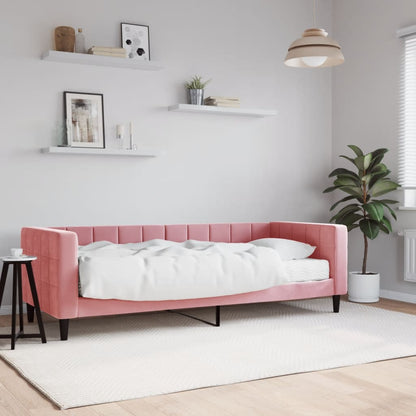 Divano Letto Con Materasso Rosa 80x200 Cm In Velluto