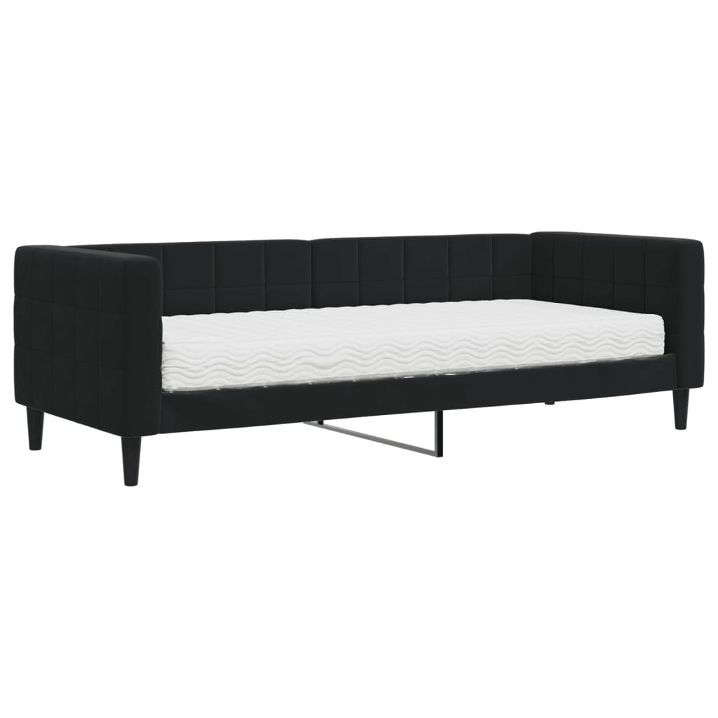 Divano Letto Con Materasso Nero 80x200 Cm In Velluto