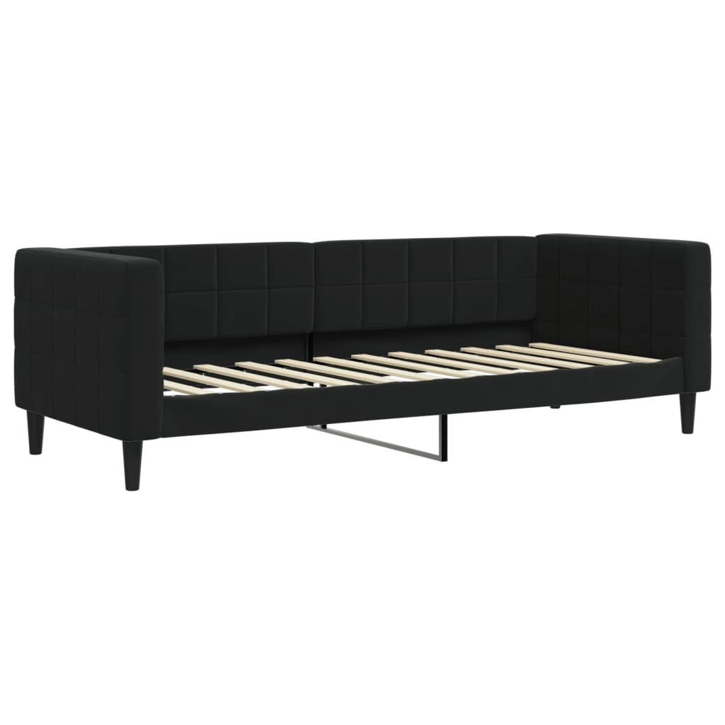 Divano Letto Con Materasso Nero 80x200 Cm In Velluto