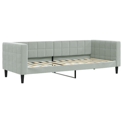 Divano Letto Con Materasso Grigio Chiaro 90x200 Cm In Velluto