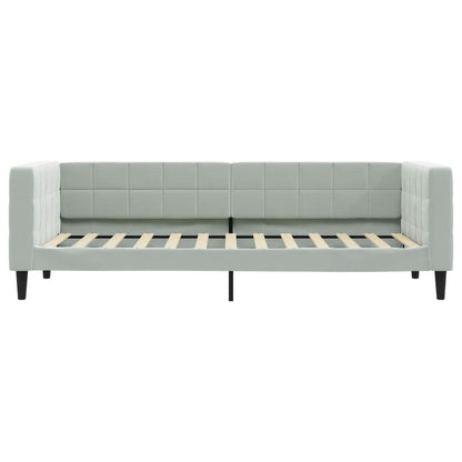 Divano Letto Con Materasso Grigio Chiaro 90x200 Cm In Velluto