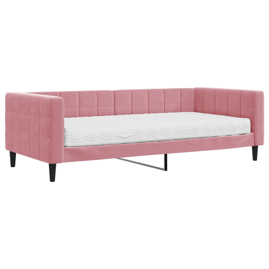 Divano Letto Con Materasso Rosa 90x200 Cm In Velluto