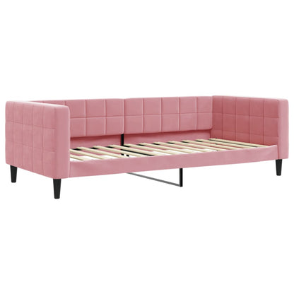 Divano Letto Con Materasso Rosa 90x200 Cm In Velluto