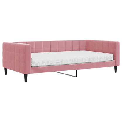 Divano Letto Con Materasso Rosa 100x200 Cm In Velluto