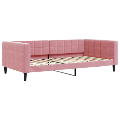 Divano Letto Con Materasso Rosa 100x200 Cm In Velluto