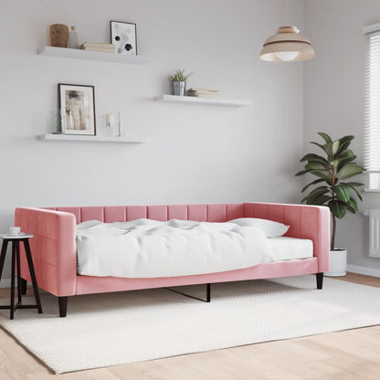 Divano Letto Con Materasso Rosa 100x200 Cm In Velluto