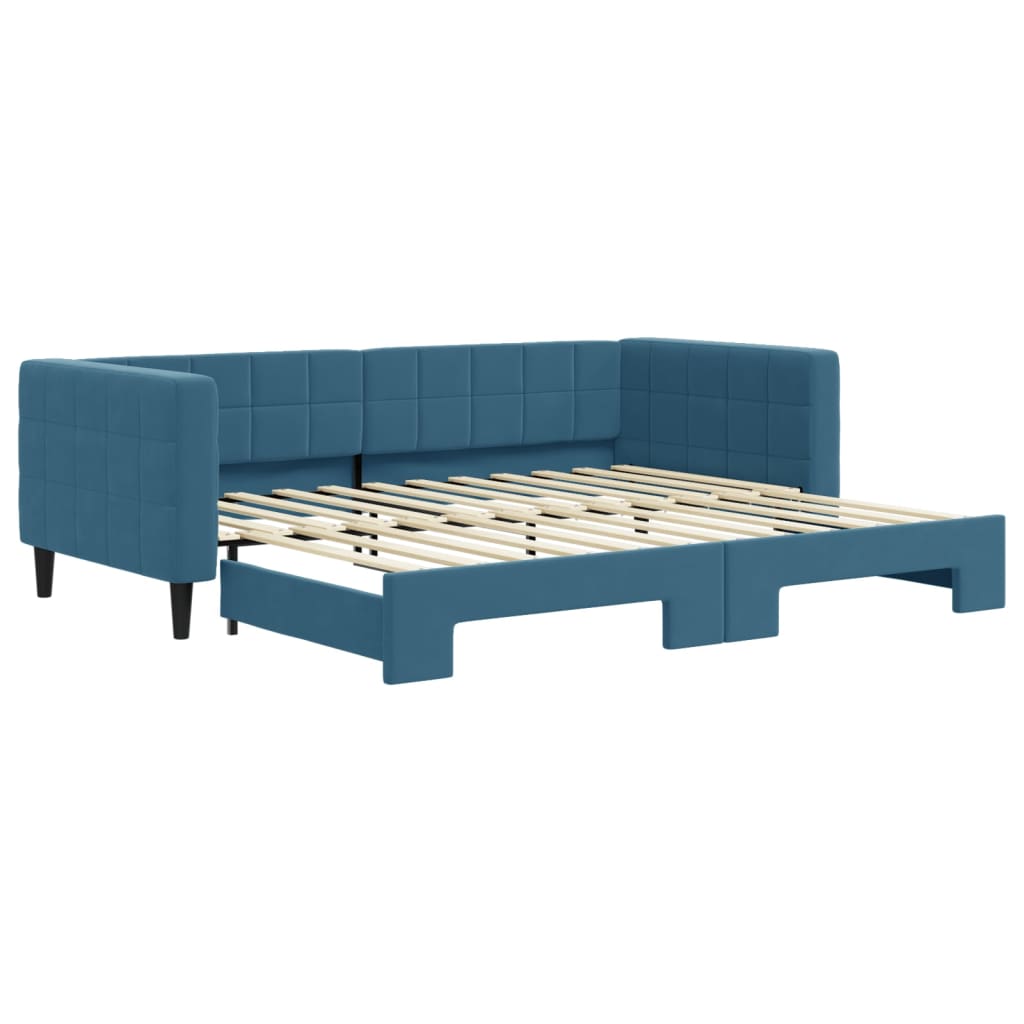 Divano Letto Con Letto Estraibile Blu 90x200 Cm In Velluto