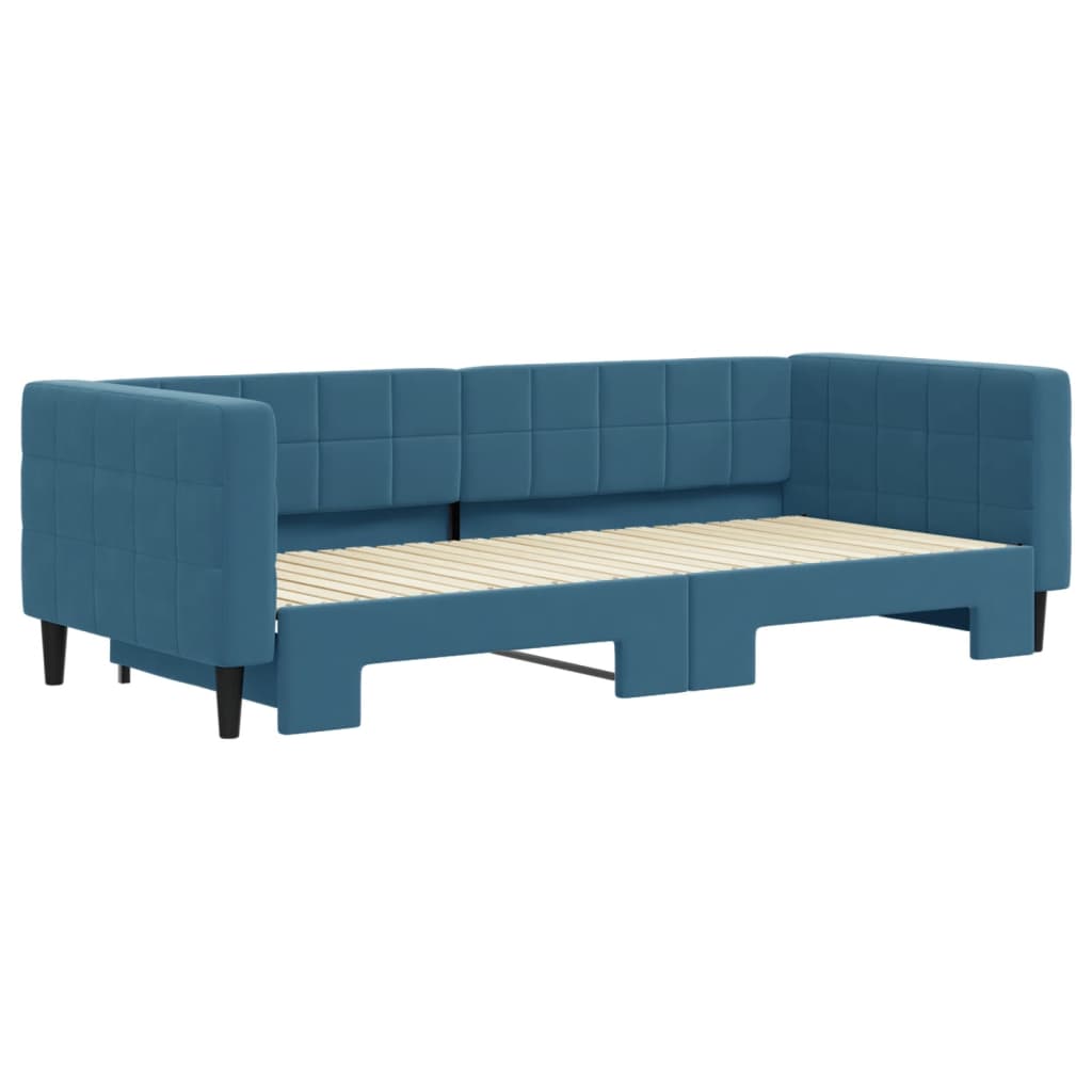 Divano Letto Con Letto Estraibile Blu 90x200 Cm In Velluto