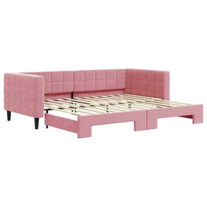 Divano Letto Con Letto Estraibile Rosa 90x200 Cm In Velluto