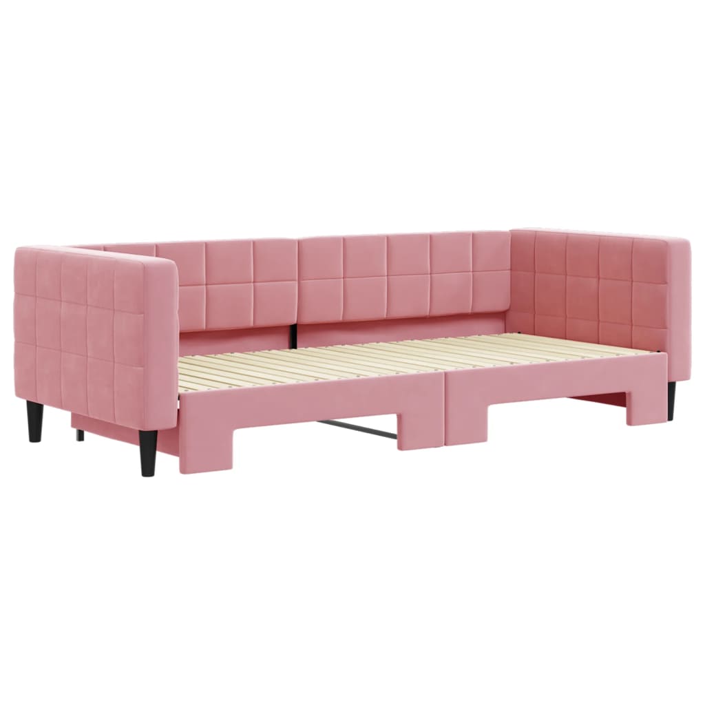 Divano Letto Con Letto Estraibile Rosa 90x200 Cm In Velluto