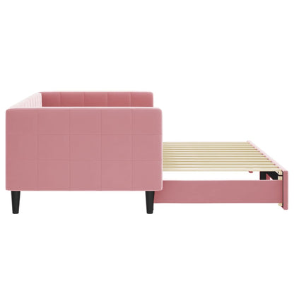 Divano Letto Con Letto Estraibile Rosa 90x200 Cm In Velluto