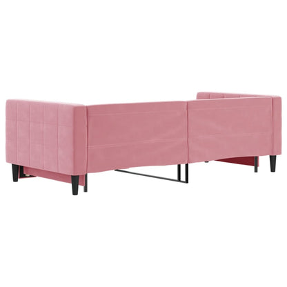 Divano Letto Con Letto Estraibile Rosa 90x200 Cm In Velluto