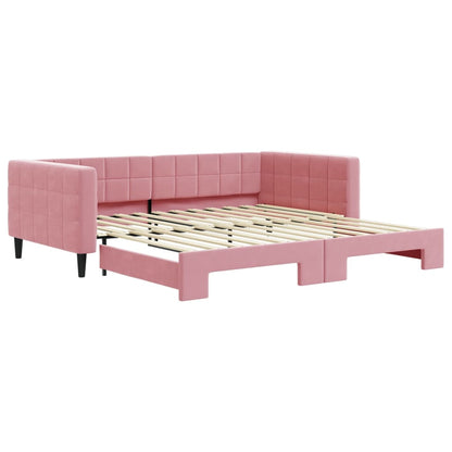 Divano Letto Con Letto Estraibile Rosa 100x200 Cm In Velluto