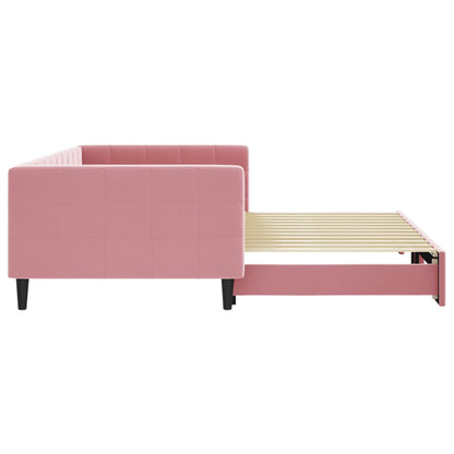 Divano Letto Con Letto Estraibile Rosa 100x200 Cm In Velluto