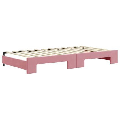 Divano Letto Con Letto Estraibile Rosa 100x200 Cm In Velluto