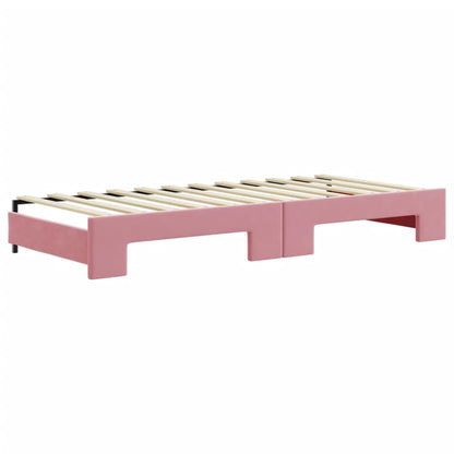 Divano Letto Estraibile Con Materassi Rosa 90x200 Cm Velluto