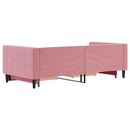 Divano Letto Estraibile Con Cassetti Rosa 90x200 Cm Velluto