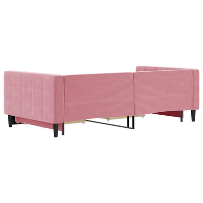 Divano Letto Estraibile Con Cassetti Rosa 100x200 Cm Velluto