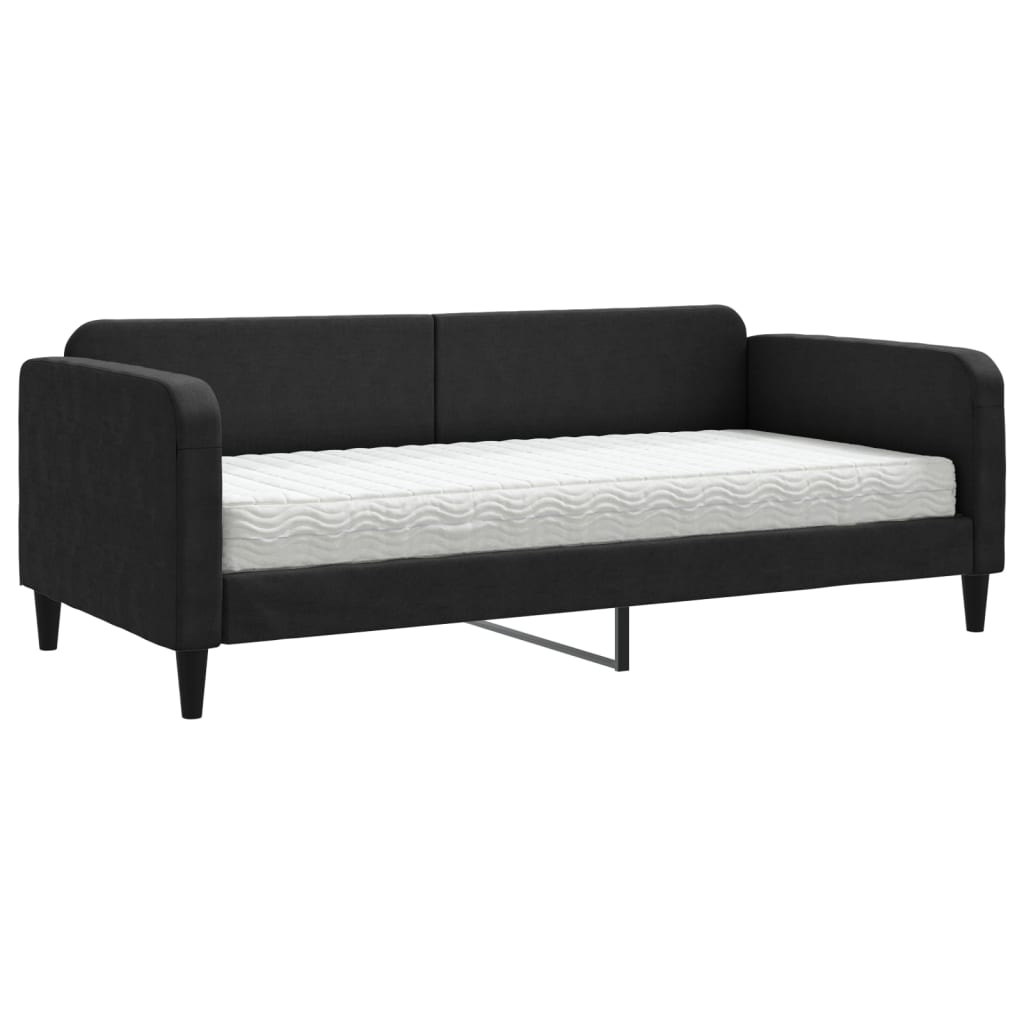 Divano Letto Con Materasso Nero 90x190 Cm In Tessuto