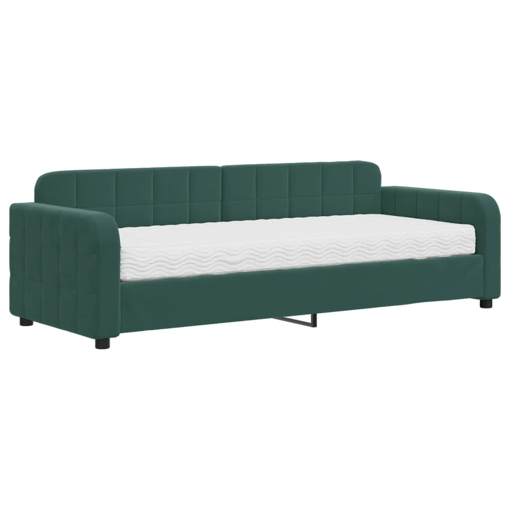 Divano Letto Con Materasso Verde Scuro 80x200 Cm In Velluto