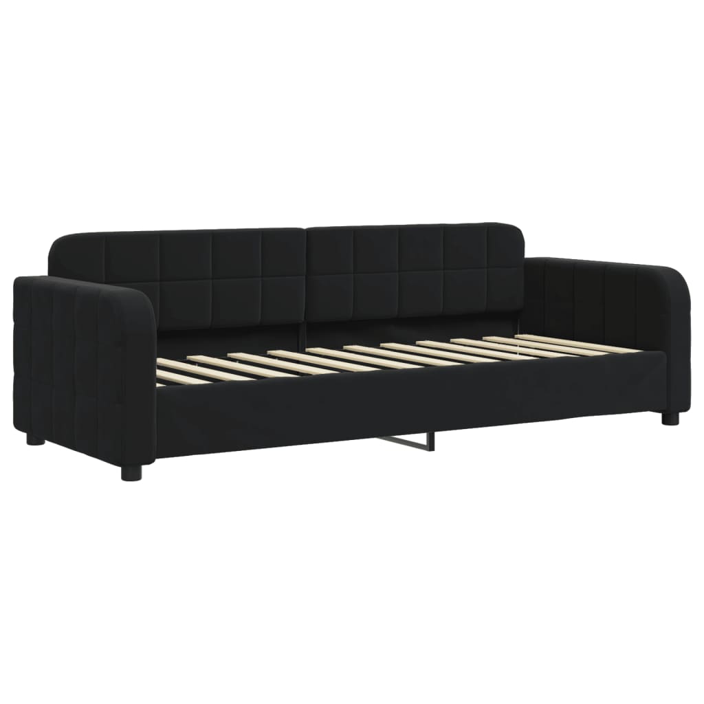 Divano Letto Con Materasso Nero 80x200 Cm In Velluto