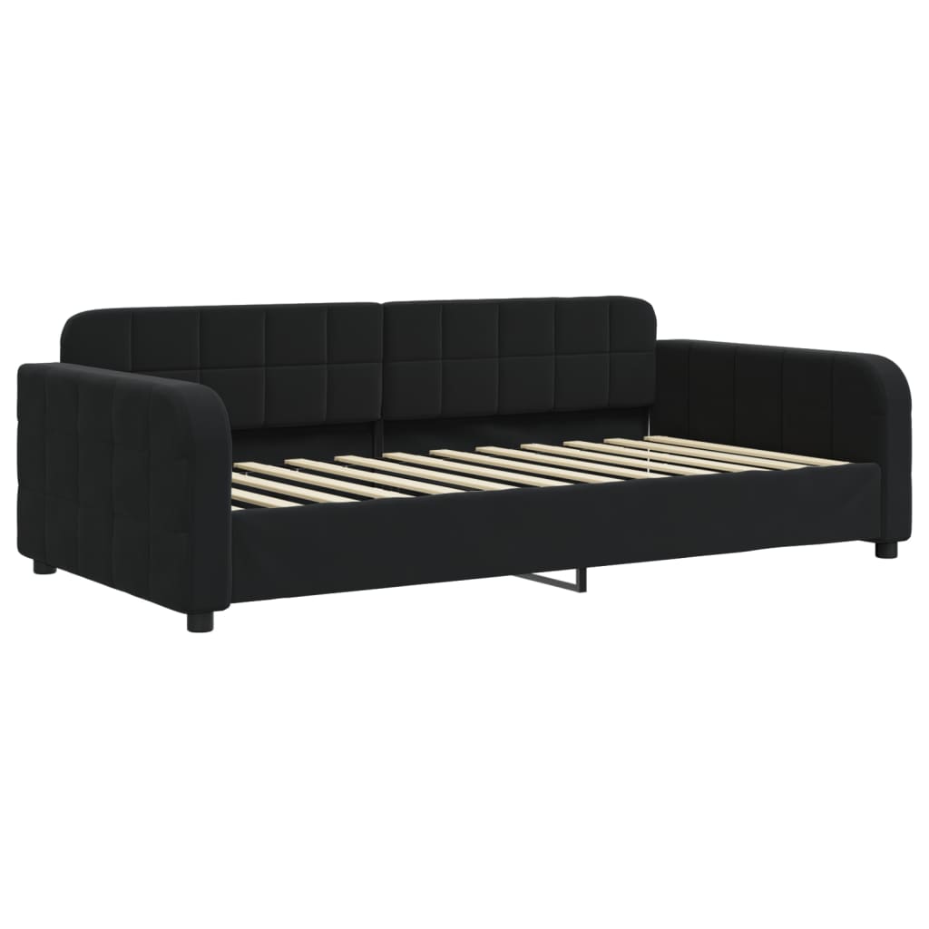 Divano Letto Con Materasso Nero 90x200 Cm In Velluto