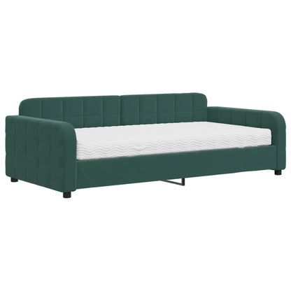 Divano Letto Con Materasso Verde Scuro 100x200 Cm In Velluto